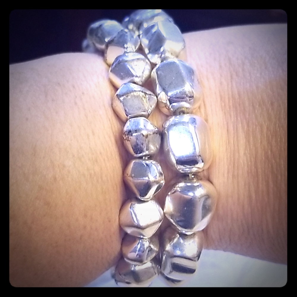 Silver stretch bracelets